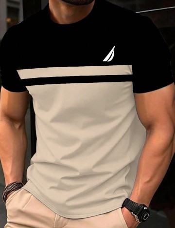 Tricou SHEIN, negru/bej