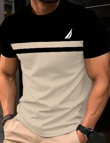 Tricou SHEIN, negru/bej