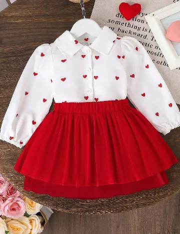 Compleu Shein Kids, alb/rosu