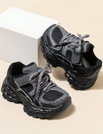 Adidasi Shein Kids, negru/gri