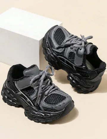 Adidasi Shein Kids, negru/gri