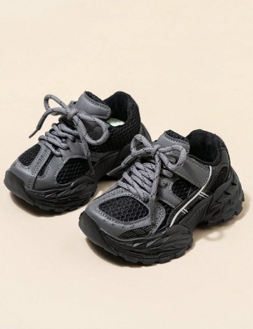 Adidasi Shein Kids, negru/gri