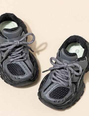 Adidasi Shein Kids, negru/gri