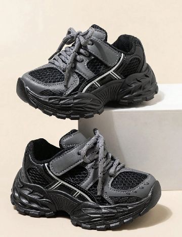 Adidasi Shein Kids, negru/gri