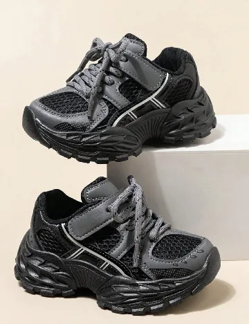 Adidasi Shein Kids, negru/gri