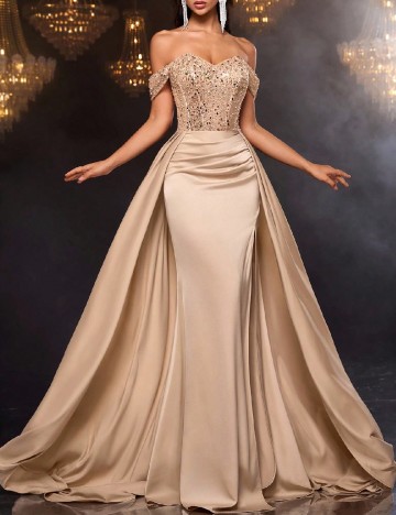 Rochie lunga Glamrae, maro