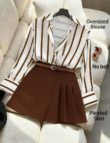 Compleu SHEIN, maro/alb