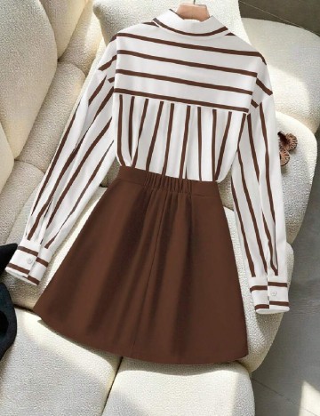 Compleu SHEIN, maro/alb