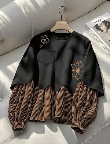 Bluza SHEIN, negru/maro