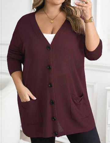 Cardigan SHEIN CURVE, pruna