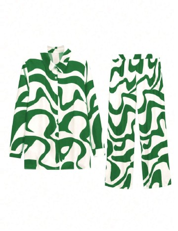 Compleu SHEIN CURVE, crem/verde