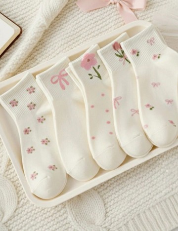 Sosete 5 perechi Shein Kids, alb