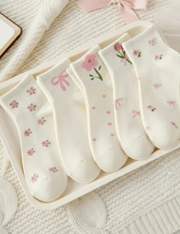Sosete 5 perechi Shein Kids, alb