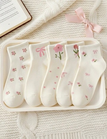 Sosete 5 perechi Shein Kids, alb