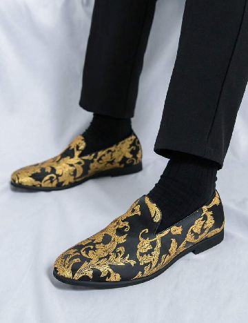 Mocasini SHEIN, negru/auriu