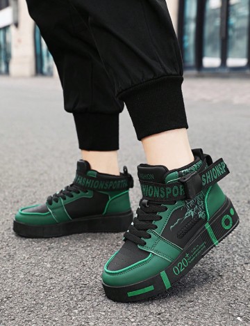 Tenisi Shein Kids, verde/negru