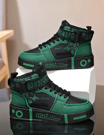 Tenisi Shein Kids, verde/negru