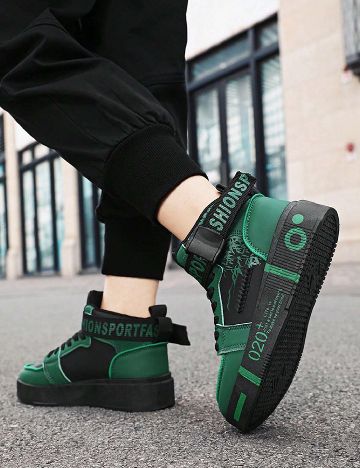 Tenisi Shein Kids, verde/negru