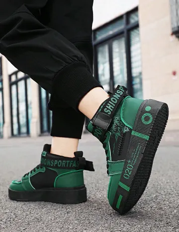 Tenisi Shein Kids, verde/negru