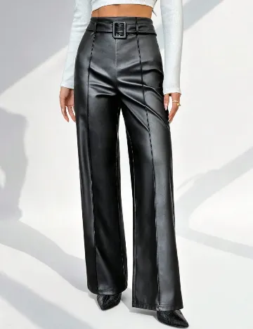 Pantaloni imitatie de piele SHEIN, negru