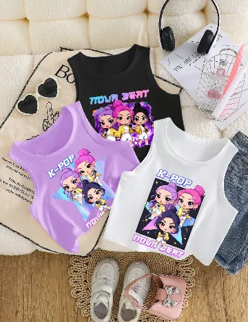 Set topuri 3 bucati Shein Kids, mix culori