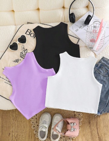 Set topuri 3 bucati Shein Kids, mix culori