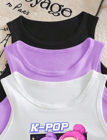 Set topuri 3 bucati Shein Kids, mix culori