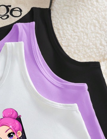 Set topuri 3 bucati Shein Kids, mix culori