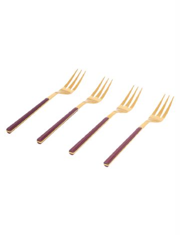 Set furculite 4 bucati ACTION, mov/auriu