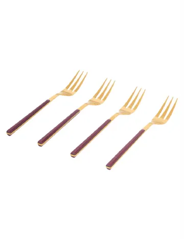 Set furculite 4 bucati ACTION, mov/auriu