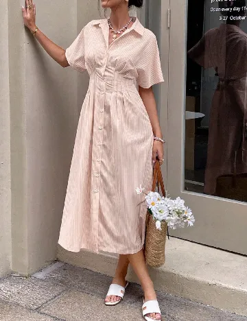 Rochie medie SHEIN, piersica/alb