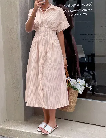 Rochie medie SHEIN, piersica/alb