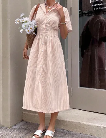 Rochie medie SHEIN, piersica/alb