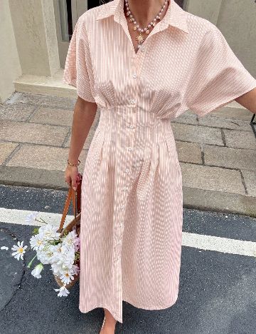 Rochie medie SHEIN, piersica/alb