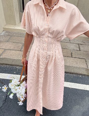 Rochie medie SHEIN, piersica/alb