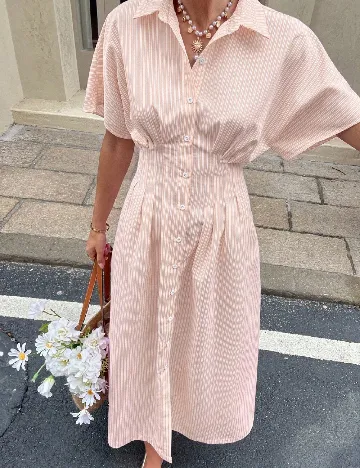 Rochie medie SHEIN, piersica/alb