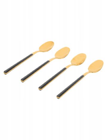 Set lingurite 4 bucati ACTION, negru/auriu