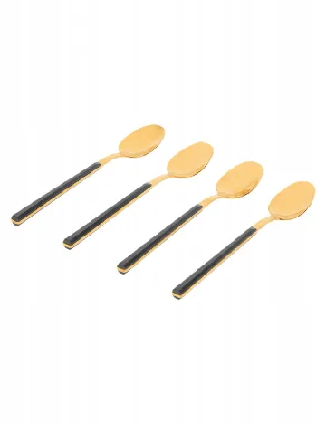Set lingurite 4 bucati ACTION, negru/auriu