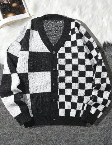 Cardigan SHEIN, alb/negru