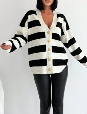 Cardigan SHEIN, alb/negru