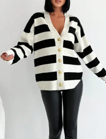 Cardigan SHEIN, alb/negru