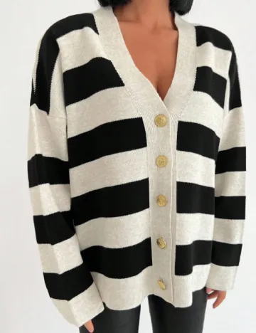 Cardigan SHEIN, alb/negru