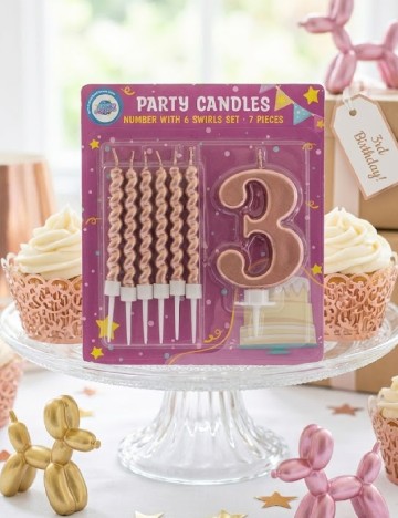 Set lumanari cifra 3 7 bucati Party Universe, roz