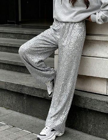 Pantaloni SHEIN, argintiu