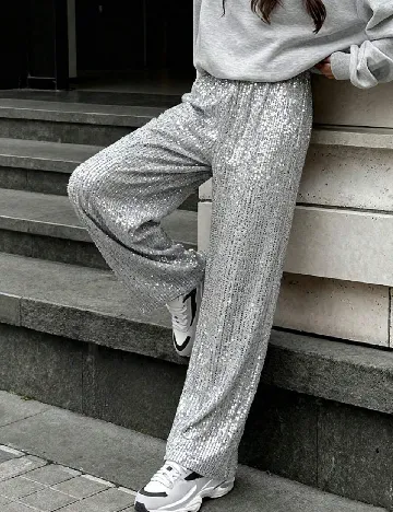 Pantaloni SHEIN, argintiu