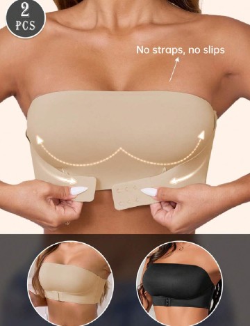 Set bustiere 2 bucati SHEIN, crem/negru