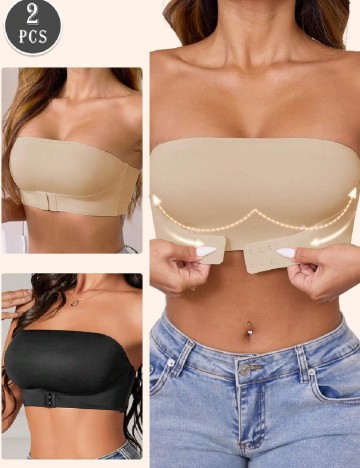 Set bustiere 2 bucati SHEIN, crem/negru