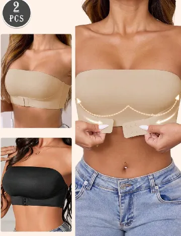 Set bustiere 2 bucati SHEIN, crem/negru