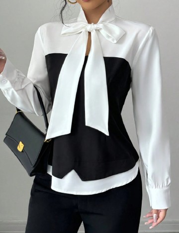 Bluza SHEIN, alb/negru
