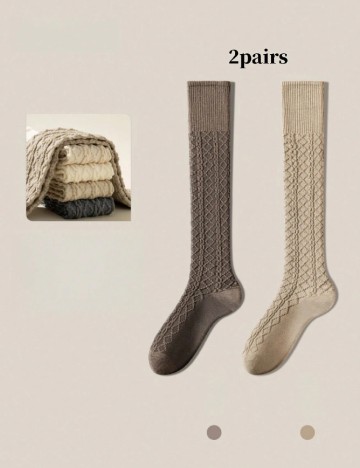 Set sosete 2 perechi SHEIN, bej/maro